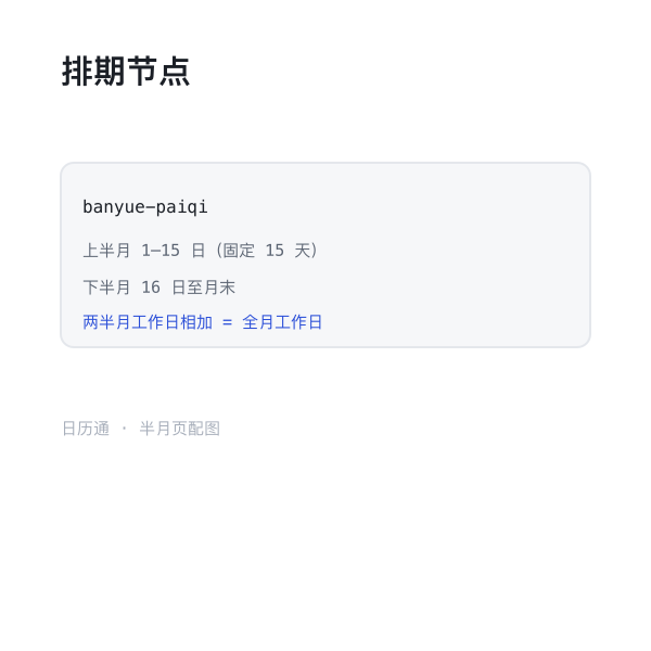 半月作为排期节点示意
