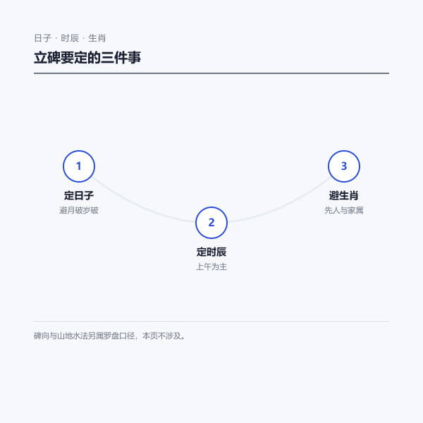 立碑择日三步示意图