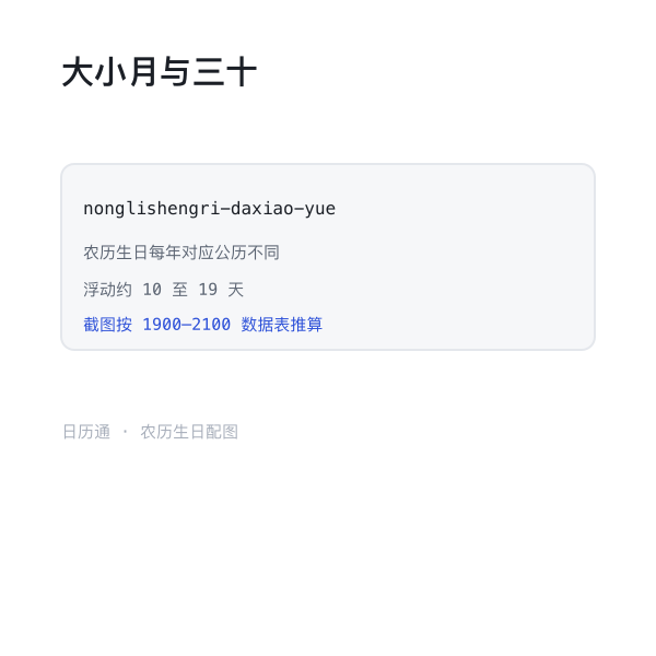农历大小月与三十廿九示意