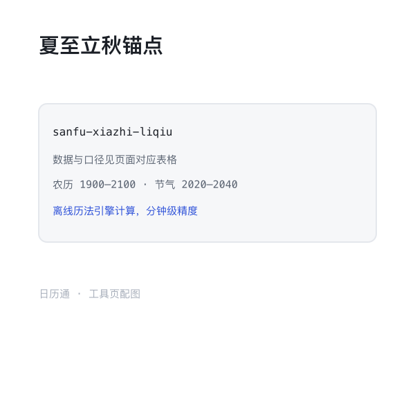 三伏起算锚点：夏至与立秋示意