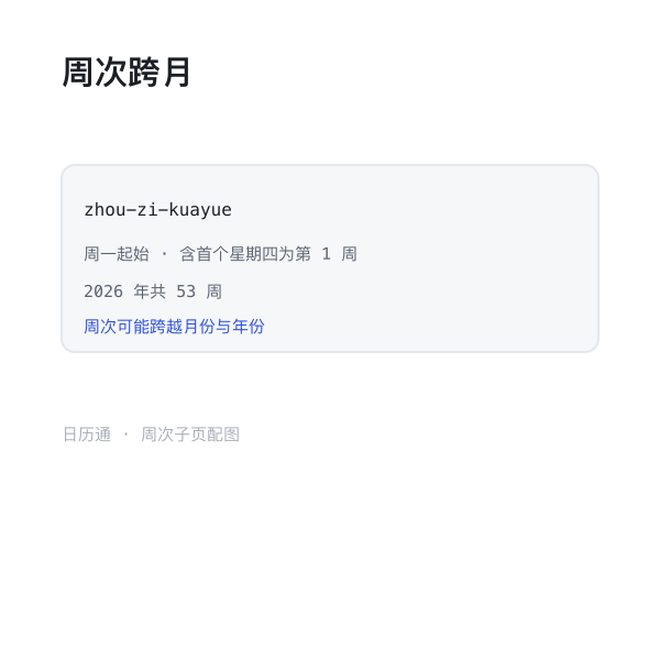 周次跨越月份示意